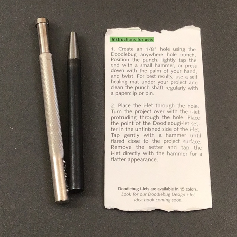 Eyelet tool for Scrapbooking used with Doodlebug I-lets